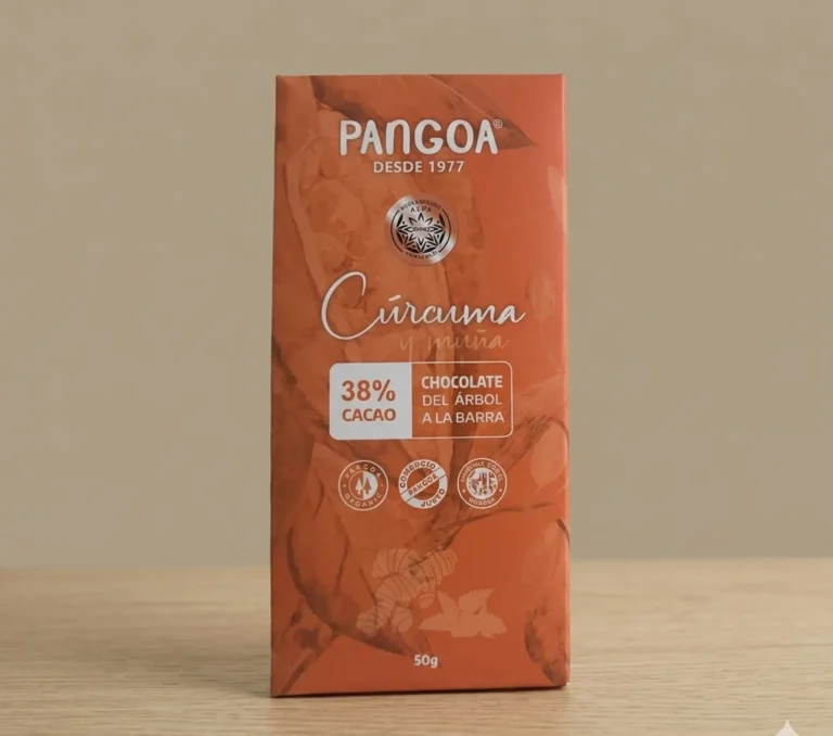 CHOCOLATE PANGOA C/CURCUMA Y MUÑA 38% CACAO x 50 g.