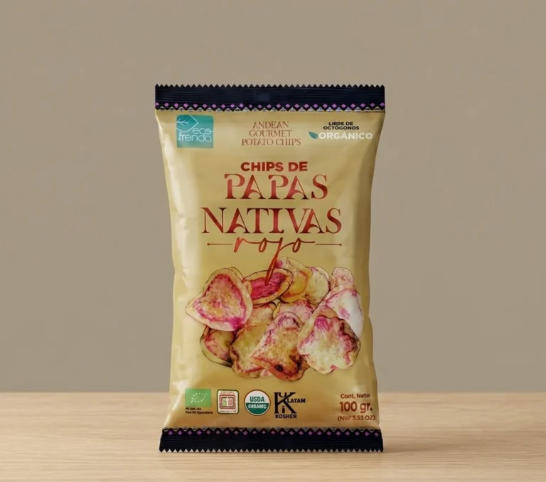 CHIPS PAPA NATIVA ORGÁNICA PULPA ROJA x 100 g.