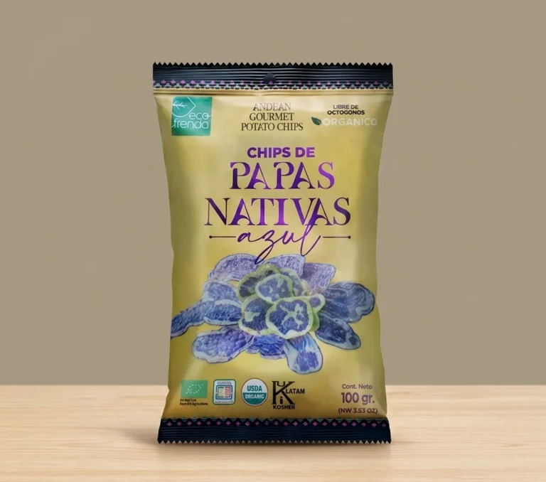 CHIPS PAPA NATIVA ORGÁNICA PULPA AZUL x 100 g.